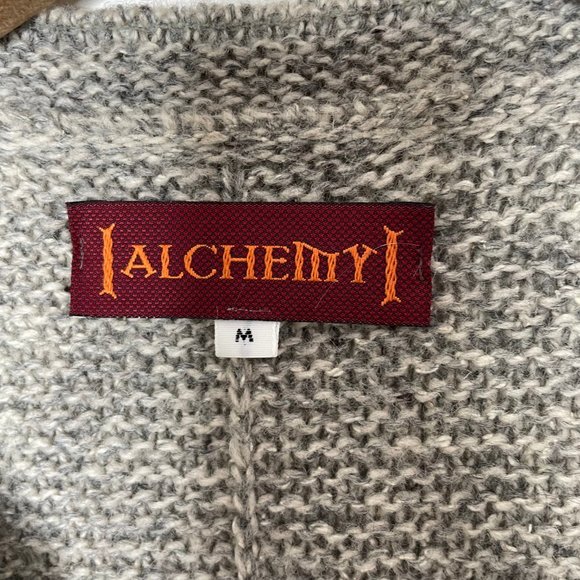 Alchemy Mens Size M Wool Blend Knit Cardigan Sweater Tan/Gray Full Zip - Picture 3 of 16